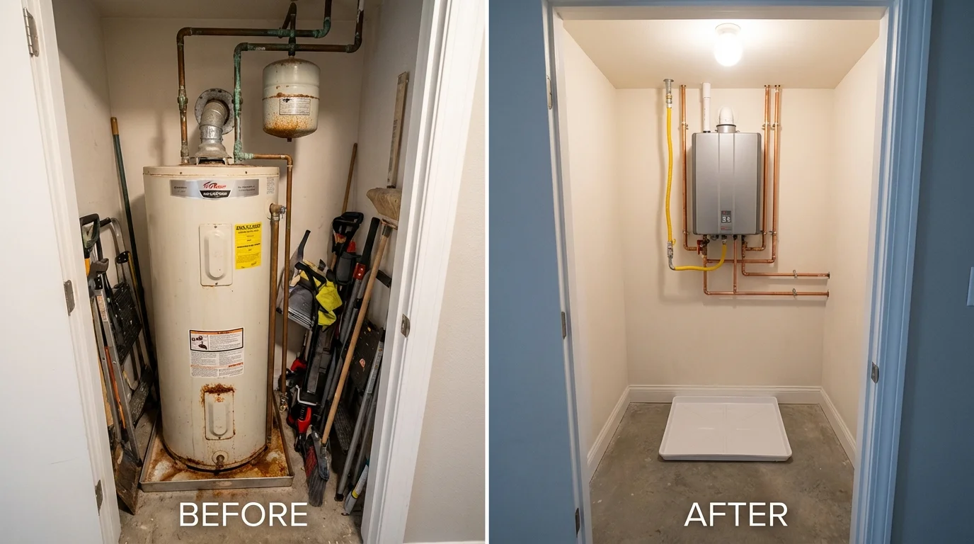 Tank water heater versus wall-mounted tankless unit comparison for Big Lake, TX homeowners