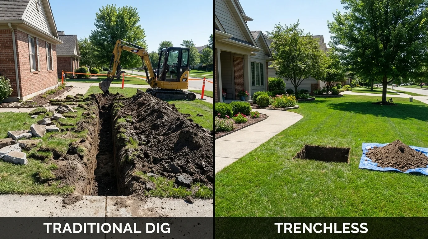 Trenchless sewer repair with minimal yard damage versus traditional excavation in Big Lake, TX